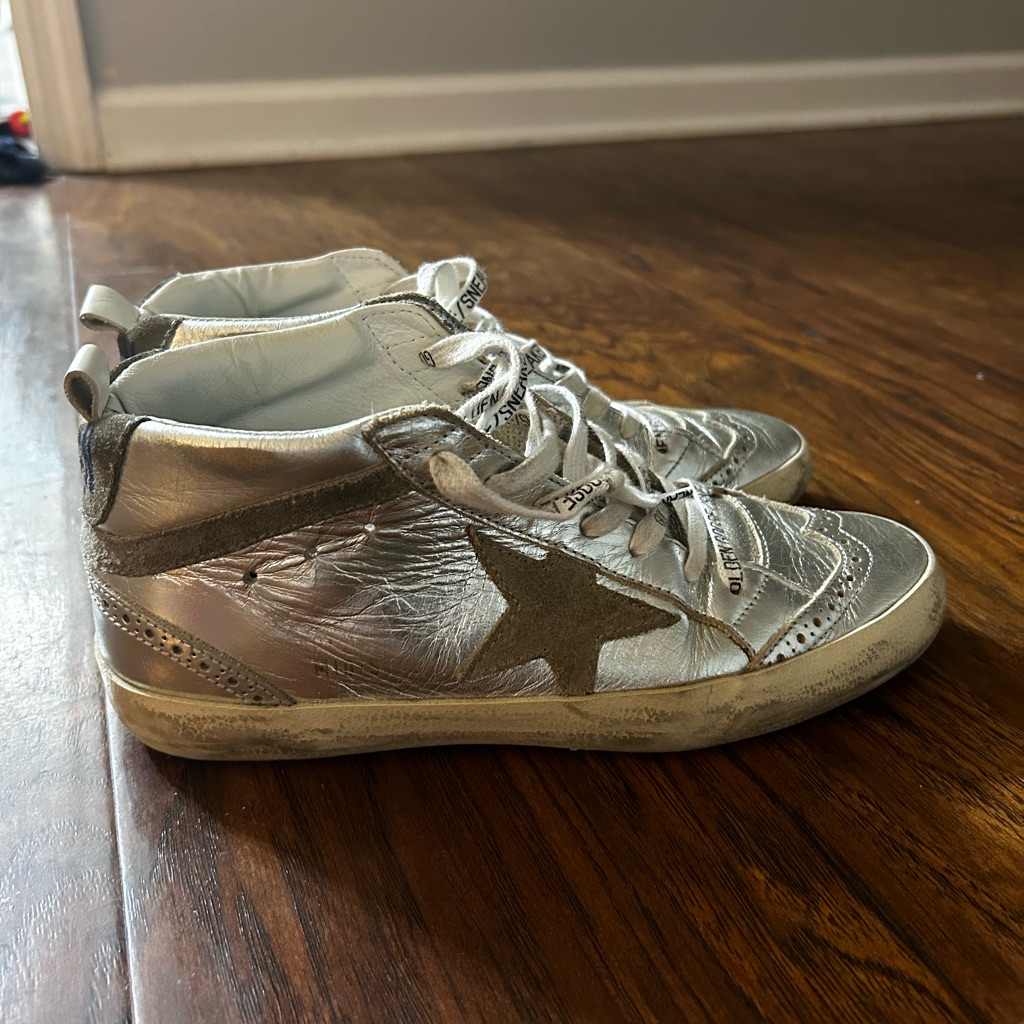 Golden Goose Silver Mid Star Sneakers